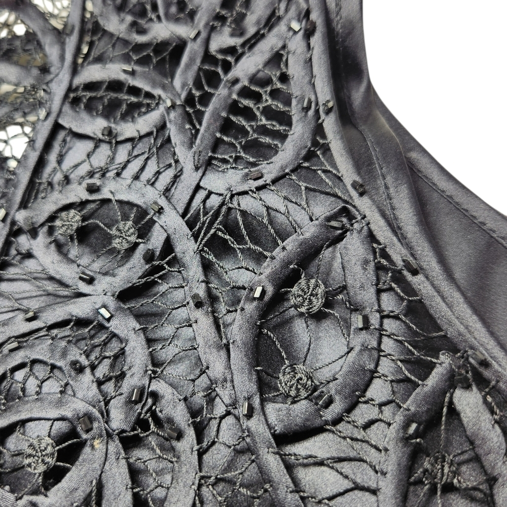 Vintage Silken Poetry 100% Silk Hand Crocheted Beaded Lace Maxi Skirt & Top Set - Picture 8 of 16